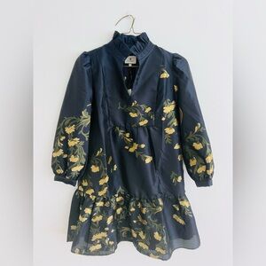 Tuckernuck Navy Jasmine Vine Jacquard Palmerston Dress